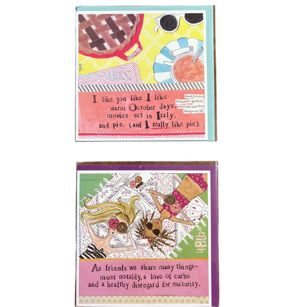 2 BFF Best Friends Friendship Greeting Cards Pie Carbs Pretty Silly Shenanigans‎